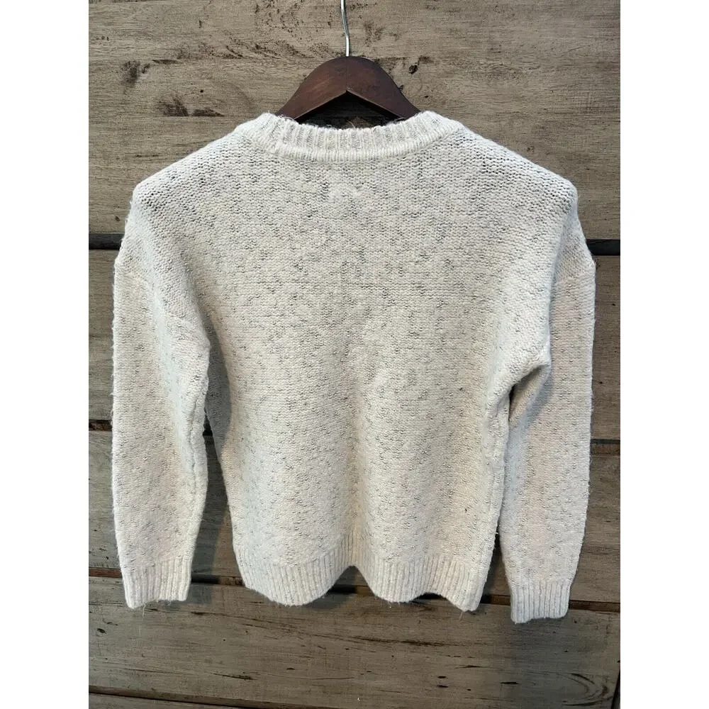 Anne Klein Sweater Women's Small Crewneck White with Metallic Silver - Picture 2 of 10